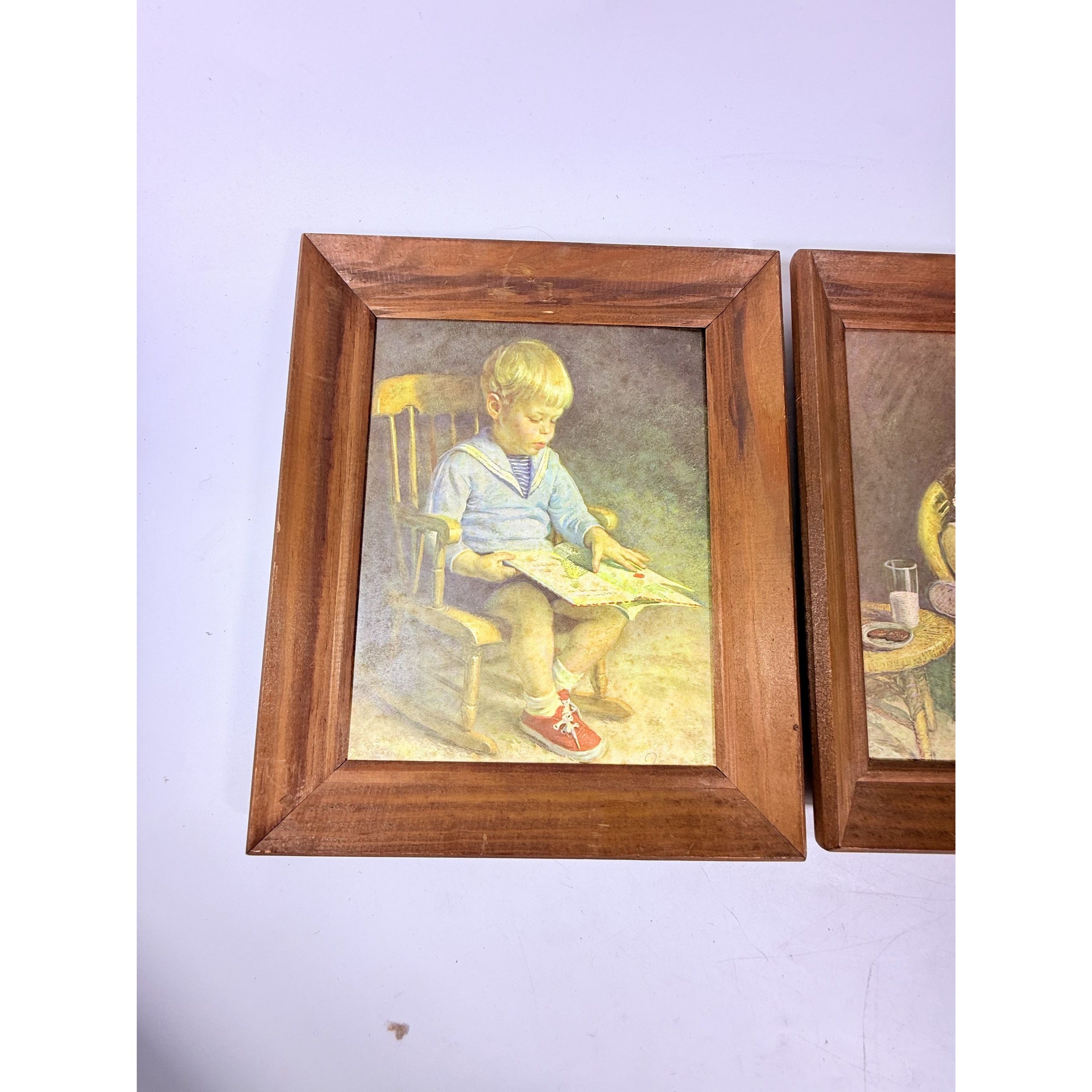 Pair Prints Gary and Gretchen Vintage Art James J Ingwerson Boy and Girl Mid Century Kitchy Wall Decor Decorative Accents Cottage Core