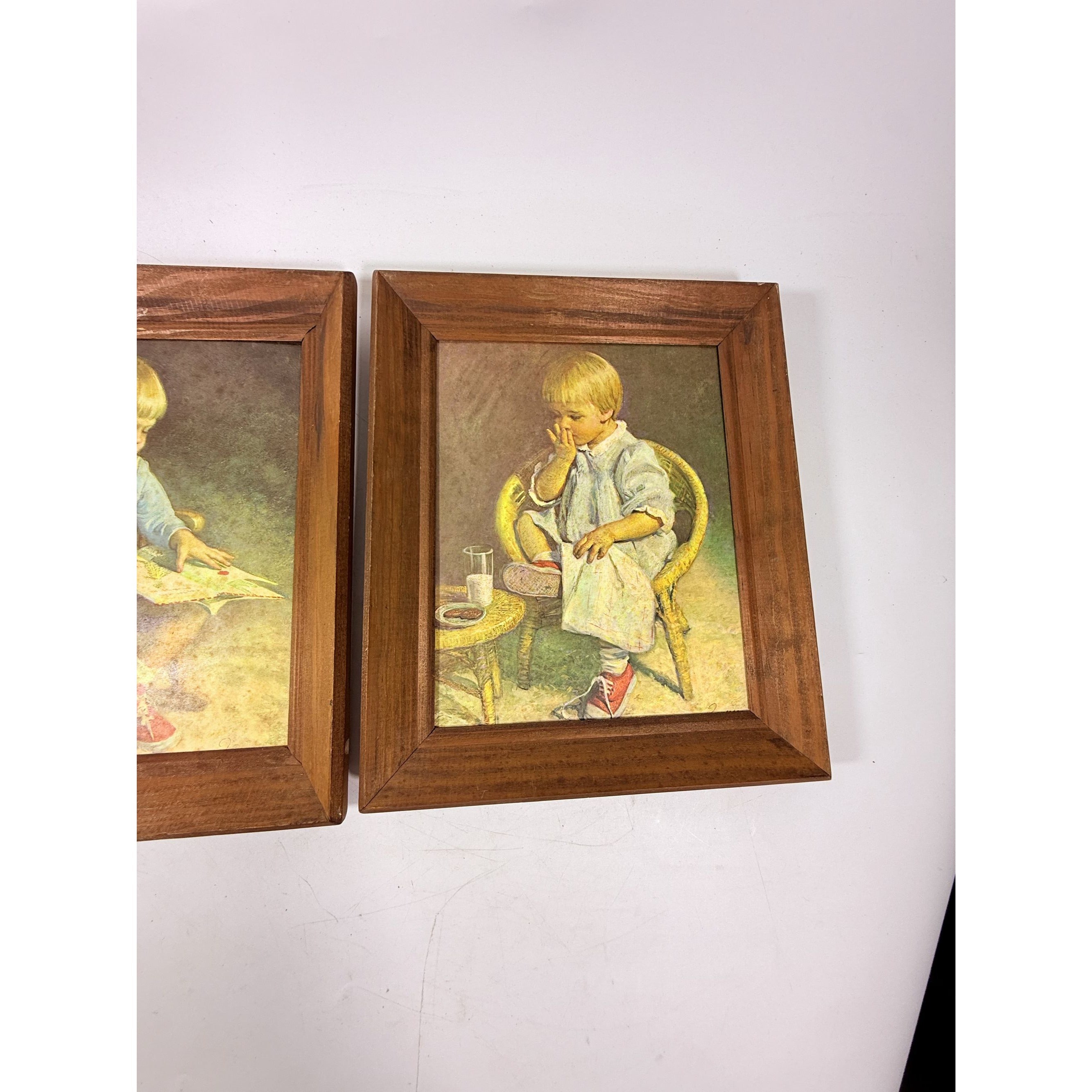 Pair Prints Gary and Gretchen Vintage Art James J Ingwerson Boy and Girl Mid Century Kitchy Wall Decor Decorative Accents Cottage Core