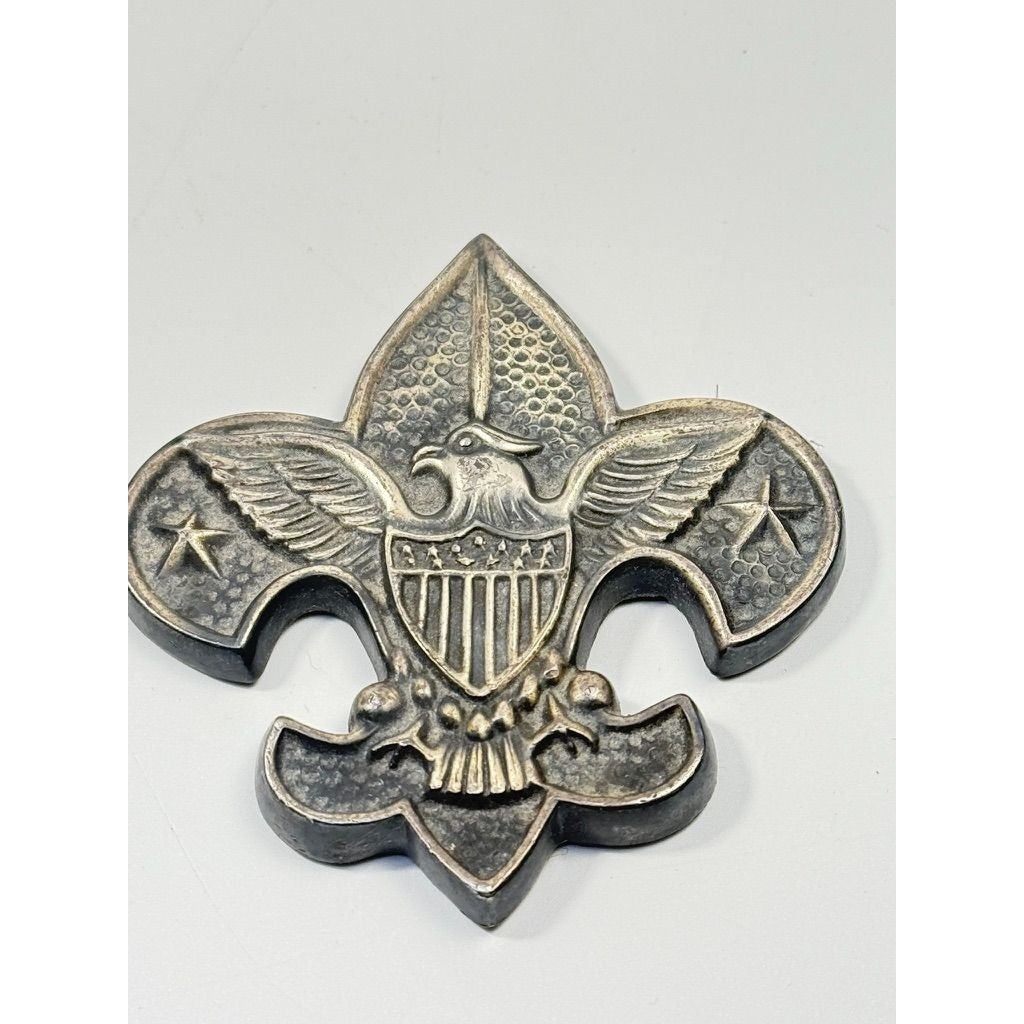 Paperweight Boy Scouts of America Fleur-de-Lis Felt Back Office Desk Decor Collectible Accents Heavy Metal