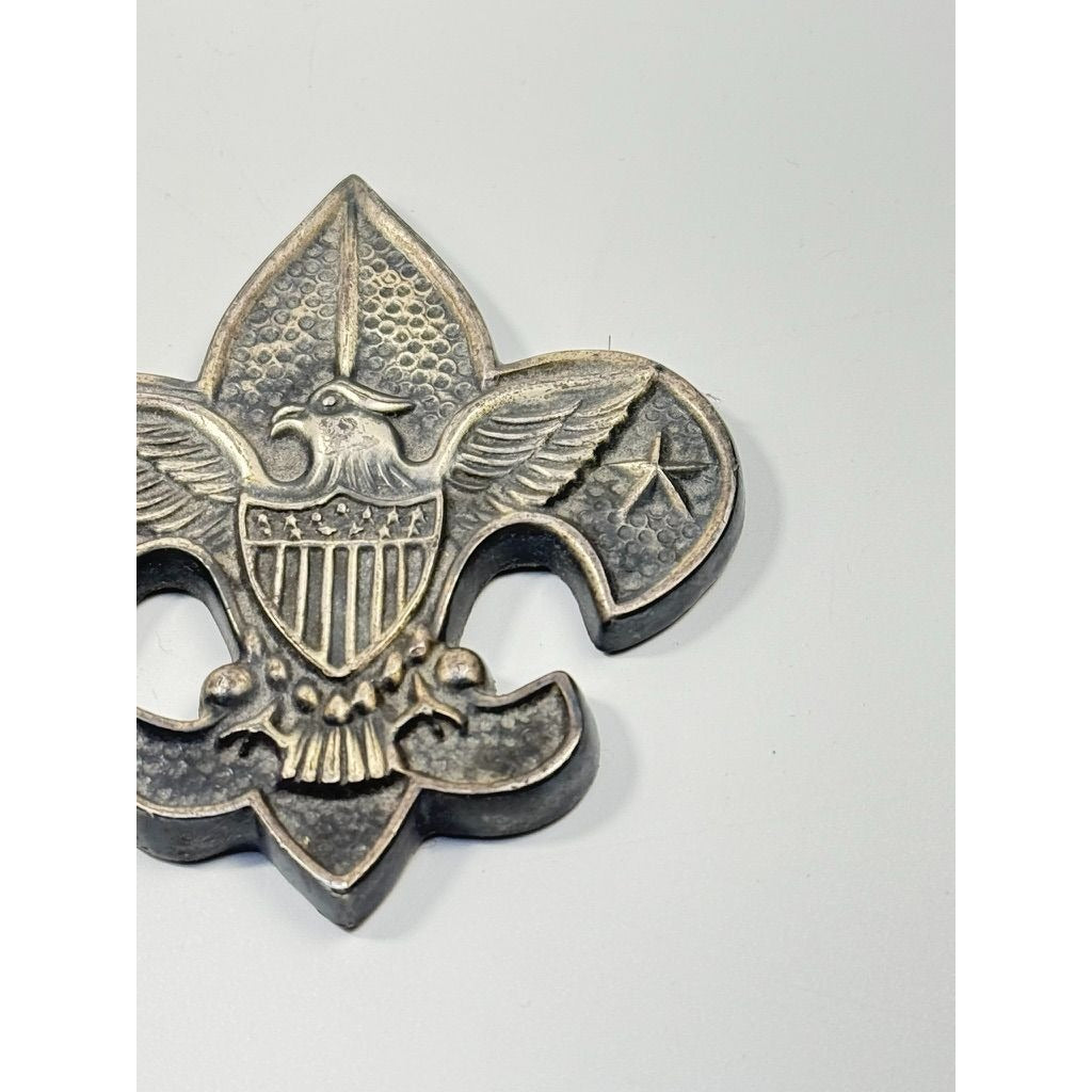 Paperweight Boy Scouts of America Fleur-de-Lis Felt Back Office Desk Decor Collectible Accents Heavy Metal