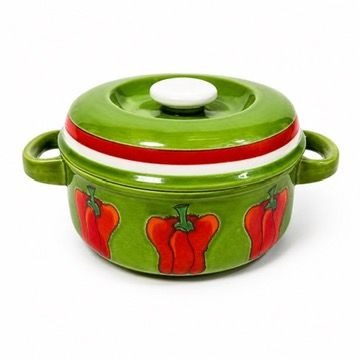 Covered Casserole Georges Briard La Salade Green Porcelain Red Peppers Decorative Replacement China Cookware Bakeware Kitcheware