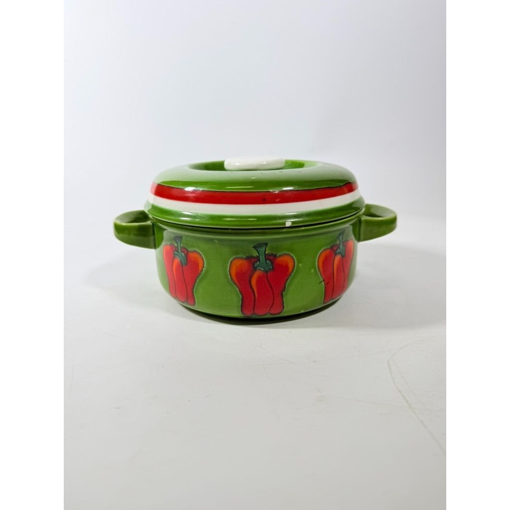 Covered Casserole Georges Briard La Salade Green Porcelain Red Peppers Decorative Replacement China Cookware Bakeware Kitcheware