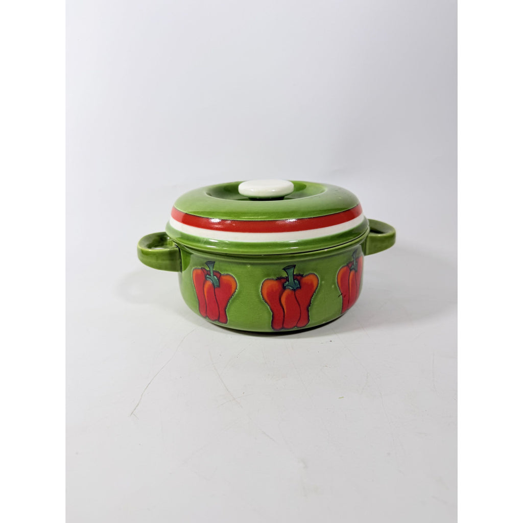 Covered Casserole Georges Briard La Salade Green Porcelain Red Peppers Decorative Replacement China Cookware Bakeware Kitcheware