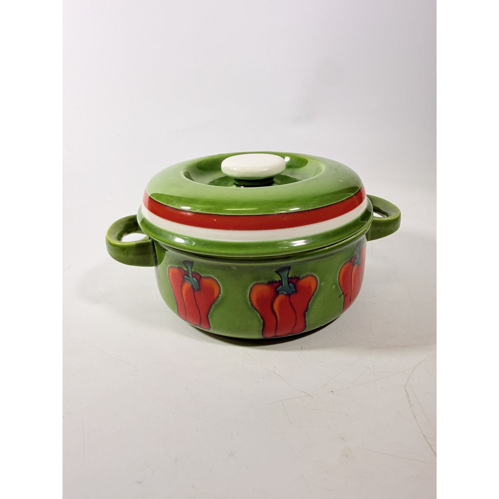 Covered Casserole Georges Briard La Salade Green Porcelain Red Peppers Decorative Replacement China Cookware Bakeware Kitcheware