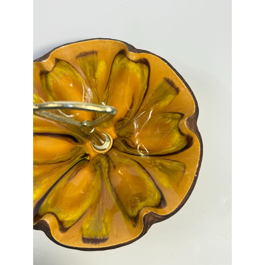 Tidbit Candy Nut Dish Handled  Sequoia Treasure Craft California Pottery 610 USA Orange  Peach Serveware Mid Century Retro Lava