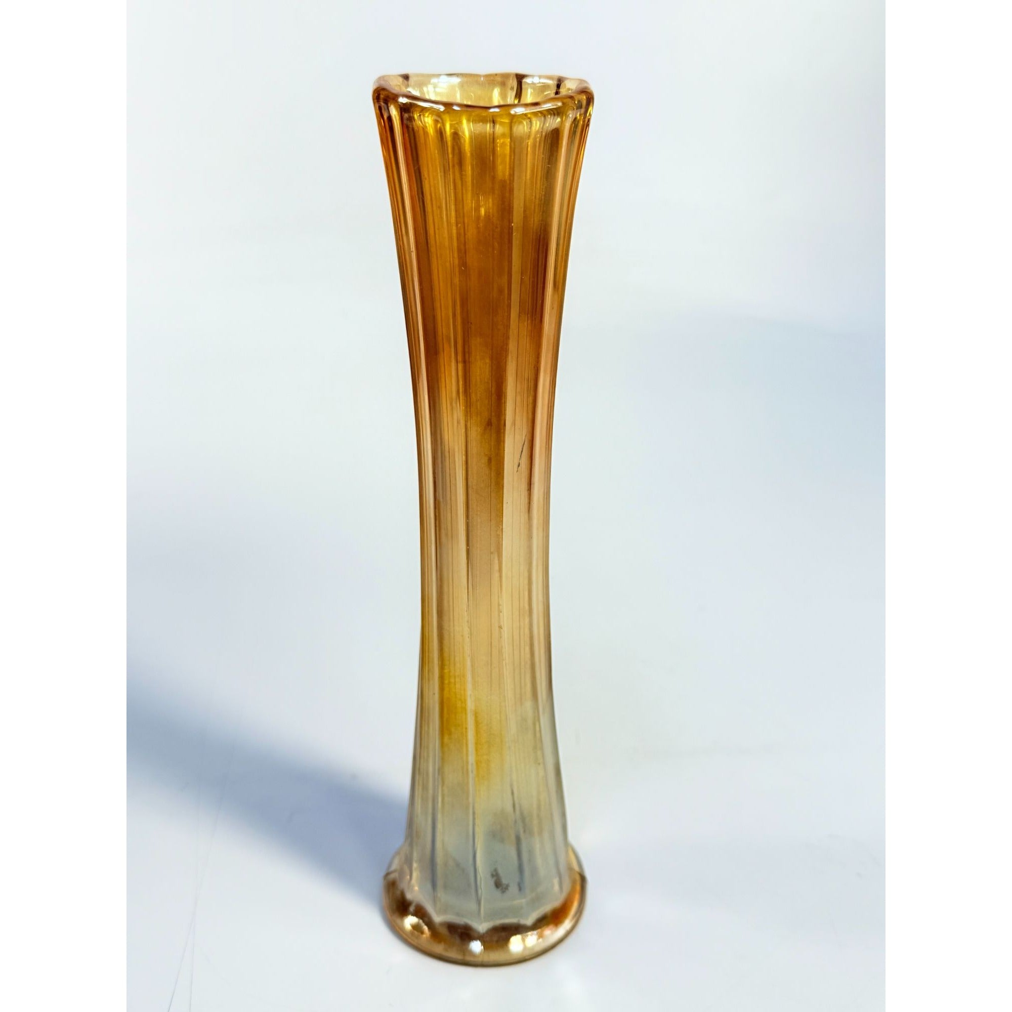 Swung Swing Bud Vase Vintage Light Peach Orange Amber Iridescent Home Decor Decorative Accents Flower