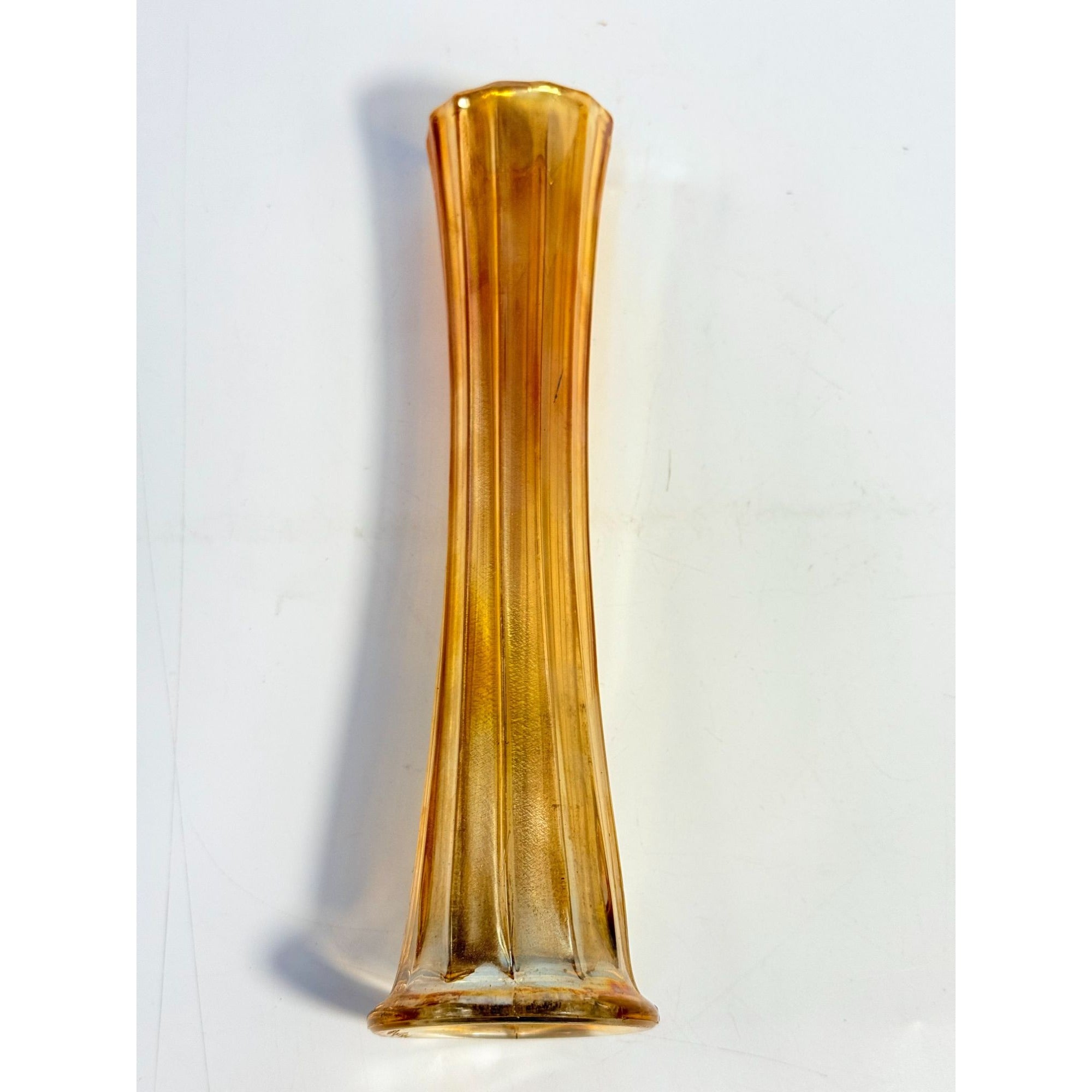 Swung Swing Bud Vase Vintage Light Peach Orange Amber Iridescent Home Decor Decorative Accents Flower