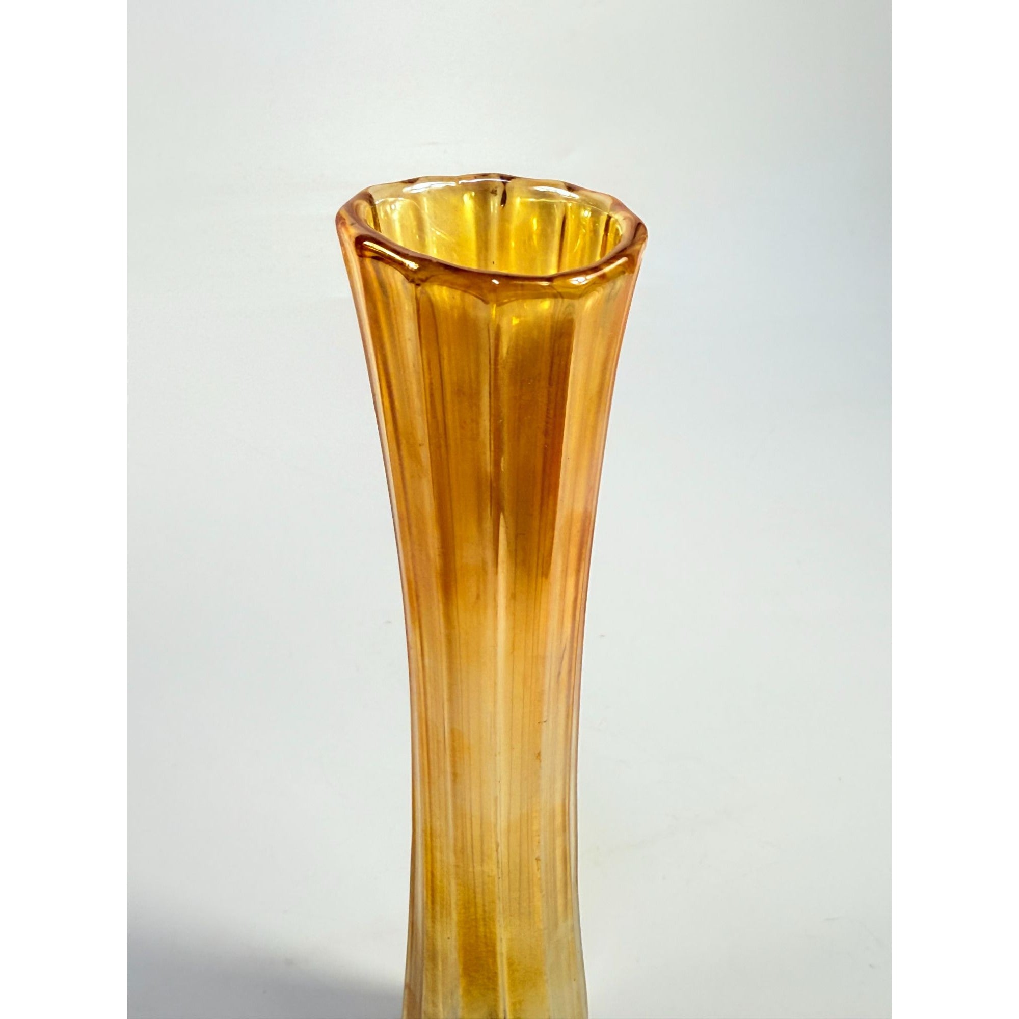 Swung Swing Bud Vase Vintage Light Peach Orange Amber Iridescent Home Decor Decorative Accents Flower