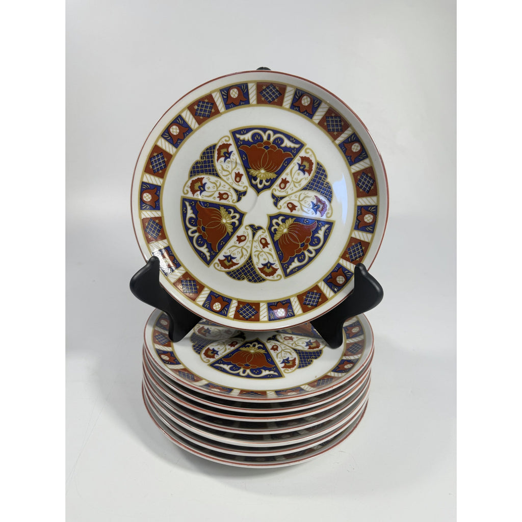 Snack Plates Imari Derbyshire Seymour Mann Set 8 Vintage Replacement China Vintage Oriental Red White Blue Gold Hostess Chinoiserie