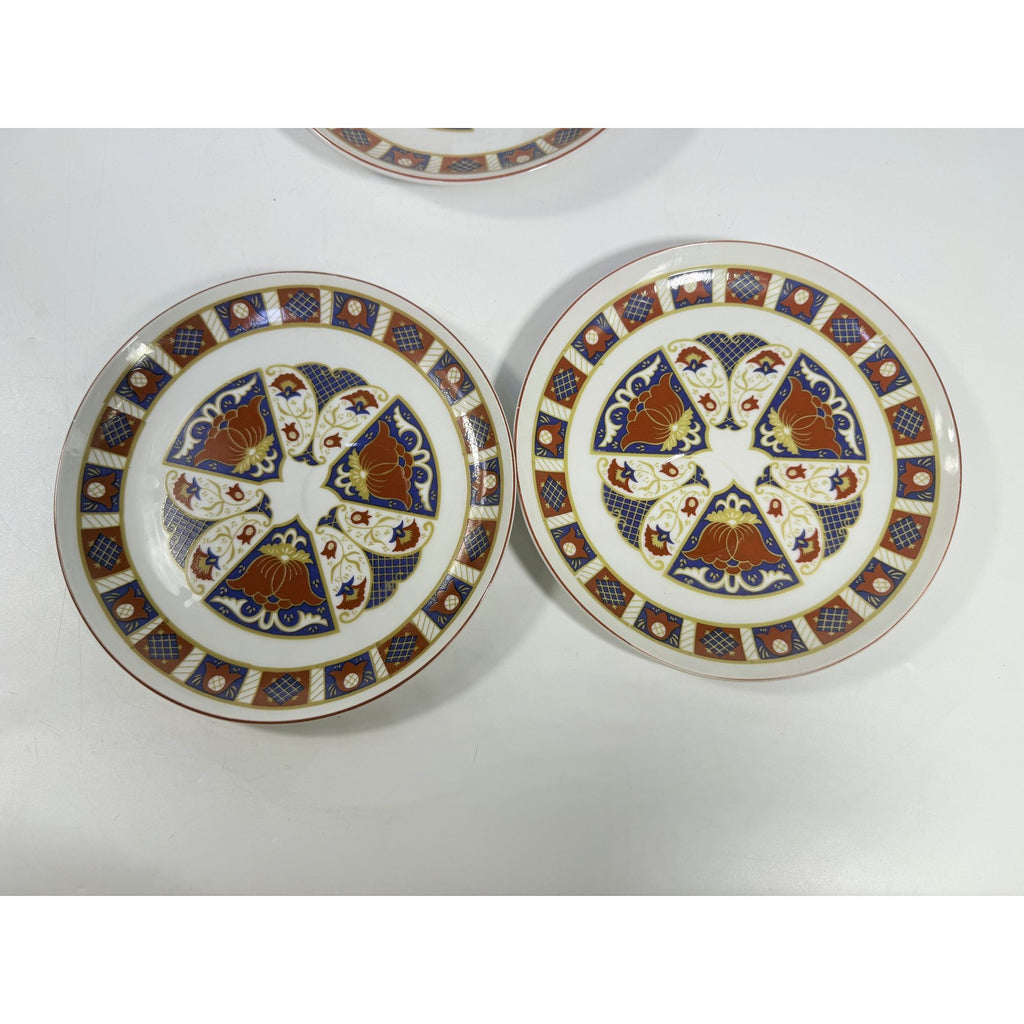 Snack Plates Imari Derbyshire Seymour Mann Set 8 Vintage Replacement China Vintage Oriental Red White Blue Gold Hostess Chinoiserie