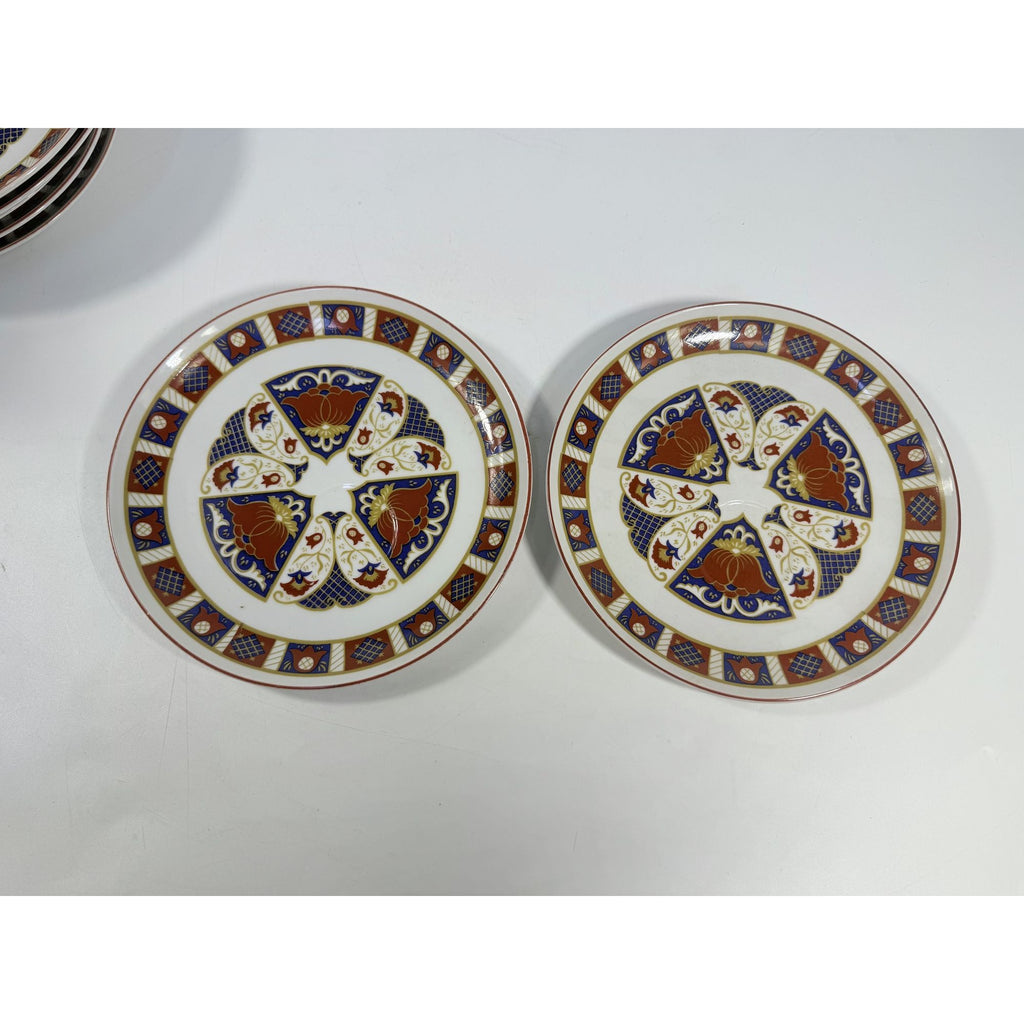 Snack Plates Imari Derbyshire Seymour Mann Set 8 Vintage Replacement China Vintage Oriental Red White Blue Gold Hostess Chinoiserie