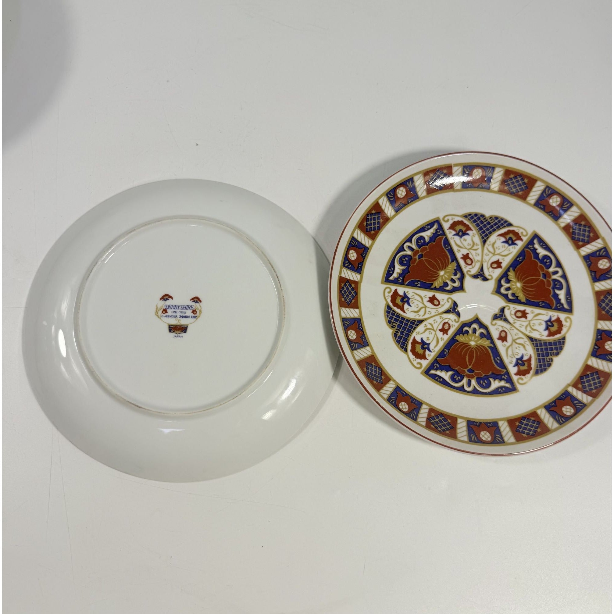 Snack Plates Imari Derbyshire Seymour Mann Set 8 Vintage Replacement China Vintage Oriental Red White Blue Gold Hostess Chinoiserie