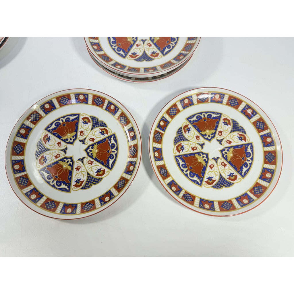Snack Plates Imari Derbyshire Seymour Mann Set 8 Vintage Replacement China Vintage Oriental Red White Blue Gold Hostess Chinoiserie