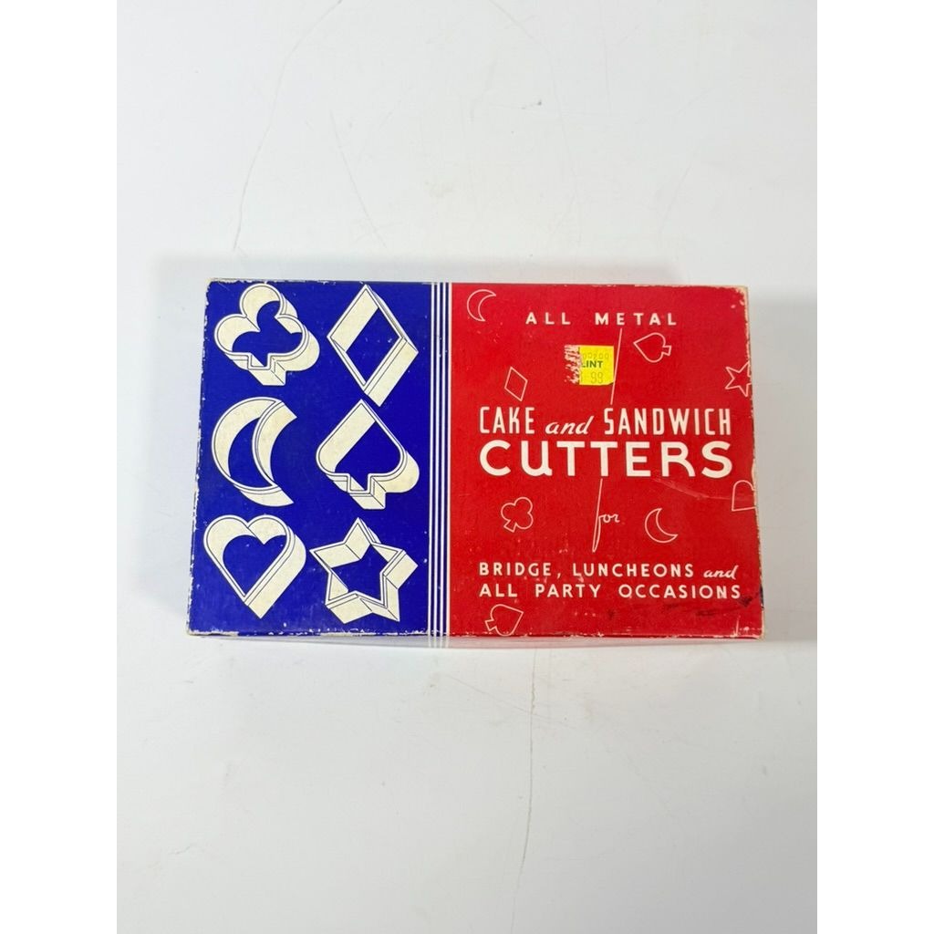Cookie Cake Sandwich Cutters Original Box Bridge Luncheon Aluminum All Metal  Set 6 H
