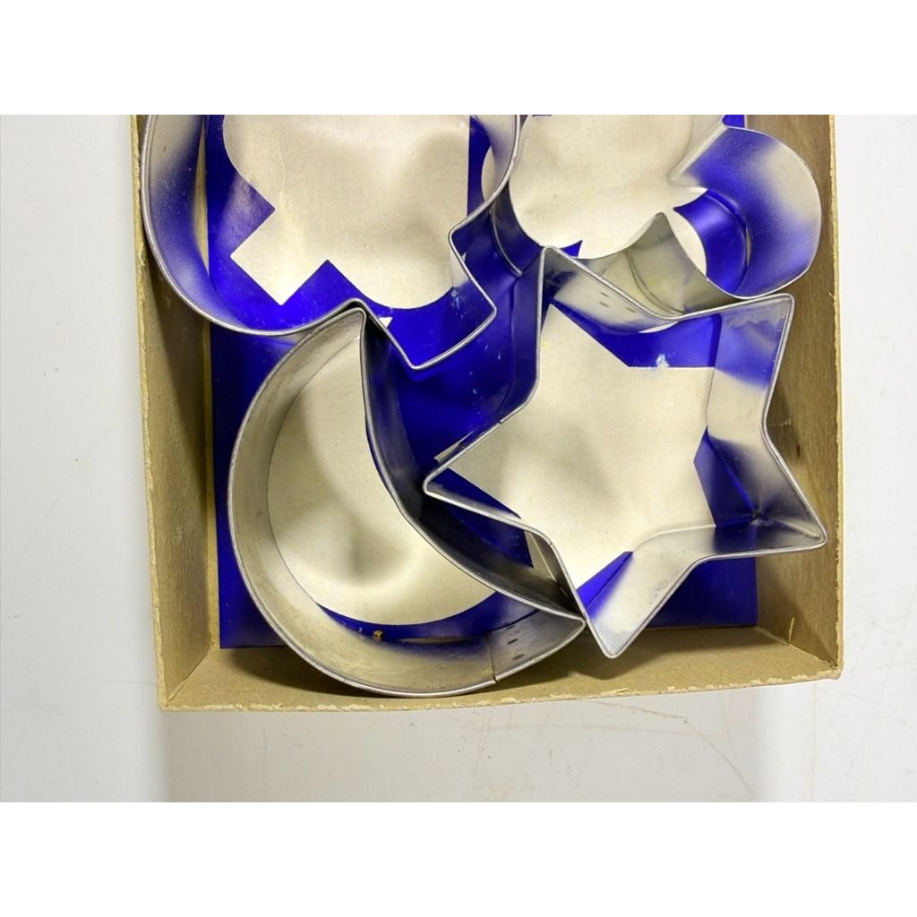 Cookie Cake Sandwich Cutters Original Box Bridge Luncheon Aluminum All Metal  Set 6 H