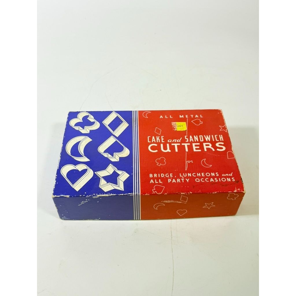Cookie Cake Sandwich Cutters Original Box Bridge Luncheon Aluminum All Metal  Set 6 H