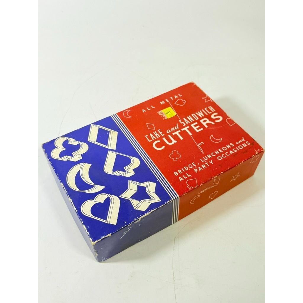 Cookie Cake Sandwich Cutters Original Box Bridge Luncheon Aluminum All Metal  Set 6 H