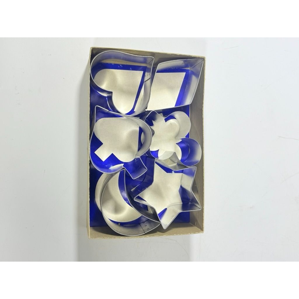 Cookie Cake Sandwich Cutters Original Box Bridge Luncheon Aluminum All Metal  Set 6 H