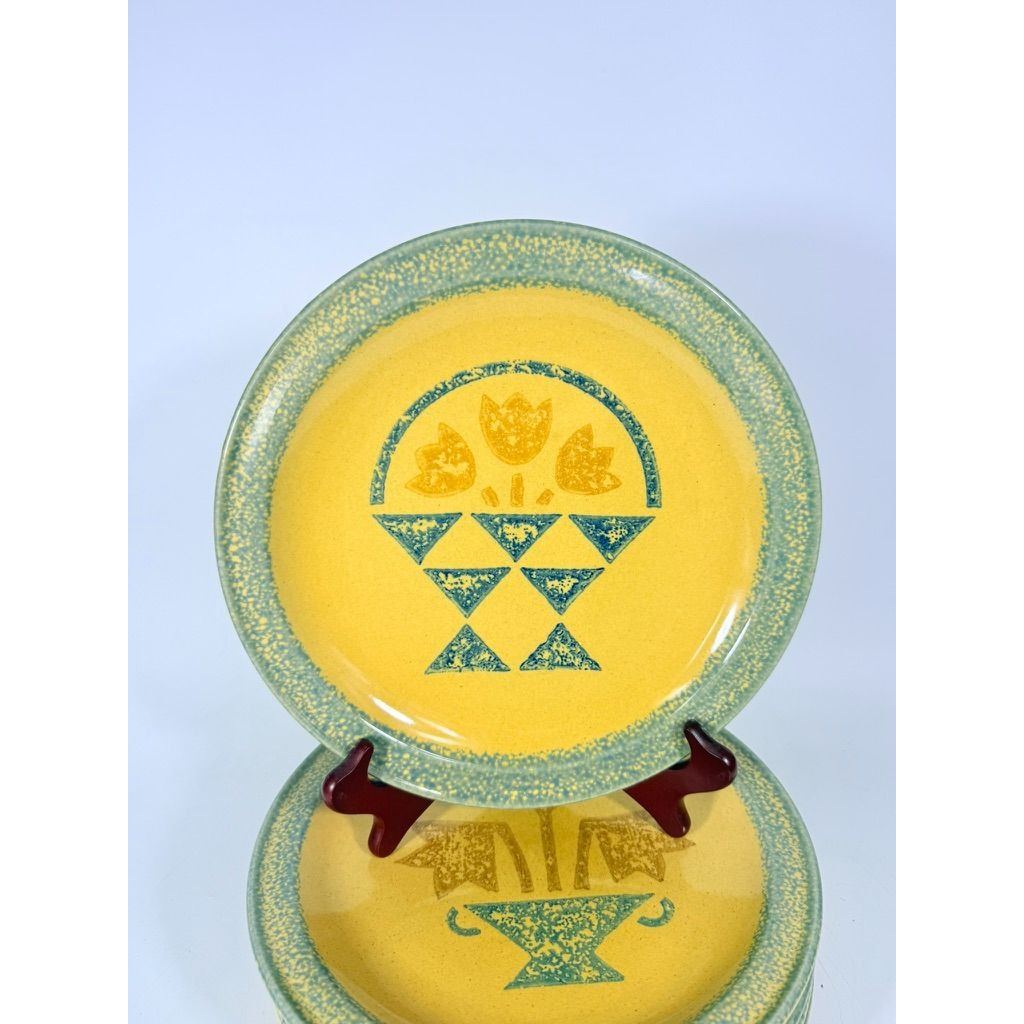 Stoneware Dinner Plates Pfaltzgraff Mafa America Quilt Block Set Of 7 Vintage Farmhouse Primitive Country Replacement China