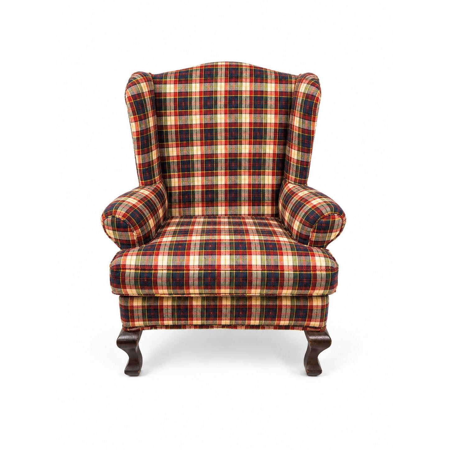 Doll Wingback Chair The Tender Art 18" Navy Blue Red Plaid Chair Bears