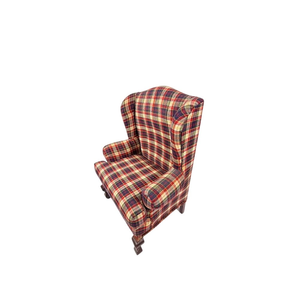 Doll Wingback Chair The Tender Art 18" Navy Blue Red Plaid Chair Bears