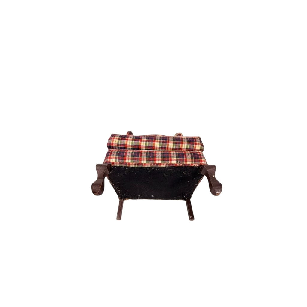 Doll Wingback Chair The Tender Art 18" Navy Blue Red Plaid Chair Bears