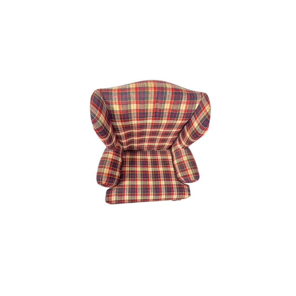 Doll Wingback Chair The Tender Art 18" Navy Blue Red Plaid Chair Bears