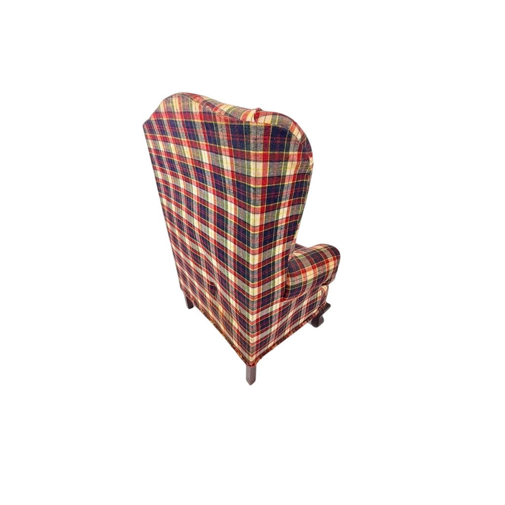 Doll Wingback Chair The Tender Art 18" Navy Blue Red Plaid Chair Bears