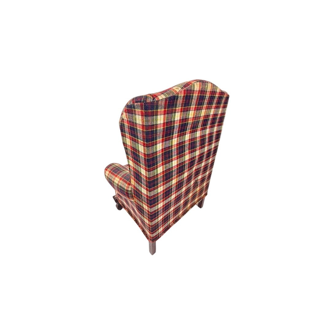 Doll Wingback Chair The Tender Art 18" Navy Blue Red Plaid Chair Bears