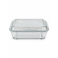 Refrigerator Butter Dish Keeper Container with Lid Clear Ribbed Glass Pasabahce Kitchen Storage Vintage Retro Glassware Kitchenware