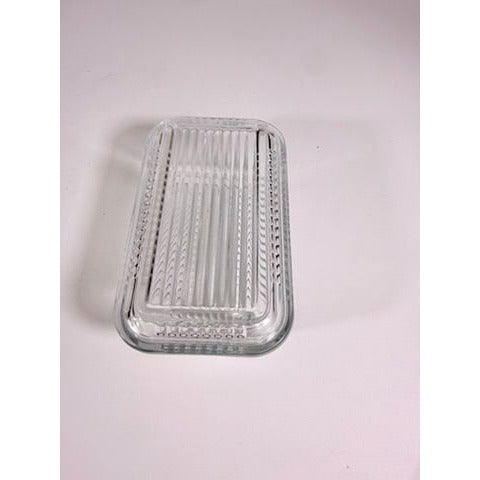 Refrigerator Butter Dish Keeper Container with Lid Clear Ribbed Glass Pasabahce Kitchen Storage Vintage Retro Glassware Kitchenware