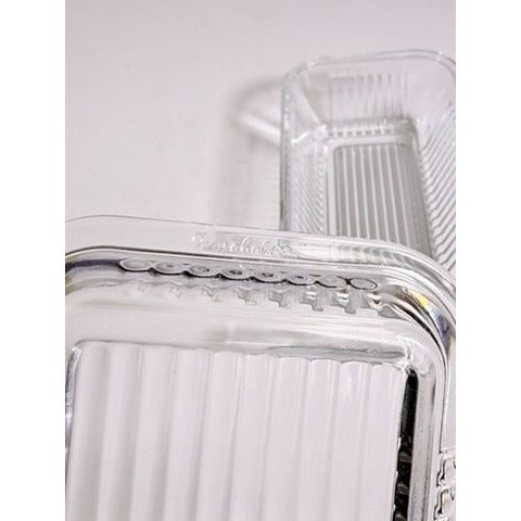 Refrigerator Butter Dish Keeper Container with Lid Clear Ribbed Glass Pasabahce Kitchen Storage Vintage Retro Glassware Kitchenware