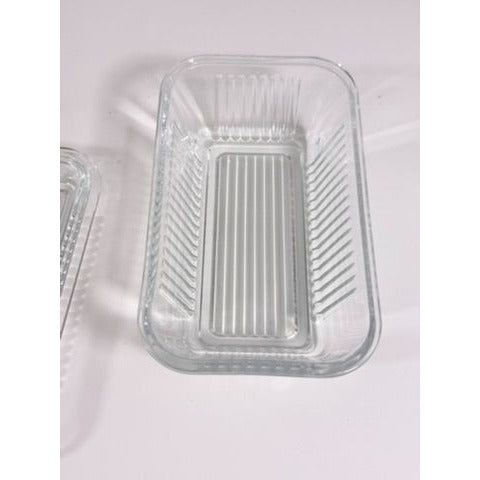 Refrigerator Butter Dish Keeper Container with Lid Clear Ribbed Glass Pasabahce Kitchen Storage Vintage Retro Glassware Kitchenware