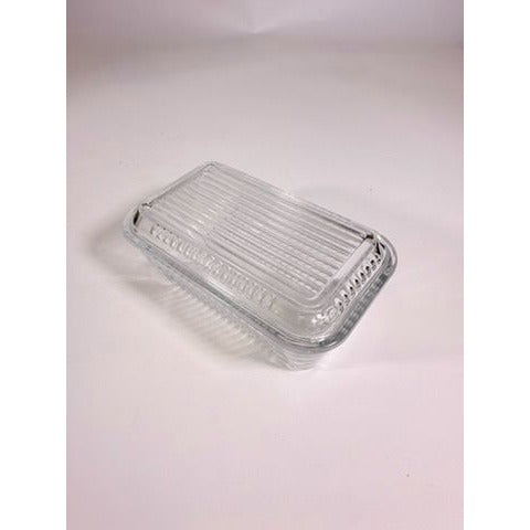 Refrigerator Butter Dish Keeper Container with Lid Clear Ribbed Glass Pasabahce Kitchen Storage Vintage Retro Glassware Kitchenware