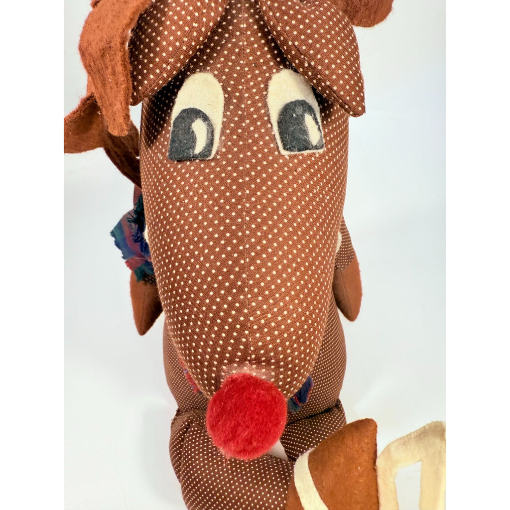 Handmade Polka Dot Reindeer Doll With Plaid Scarf & Felt Accents Brown | Shefl Sitter Christmas Home  Decor Decorative Accent