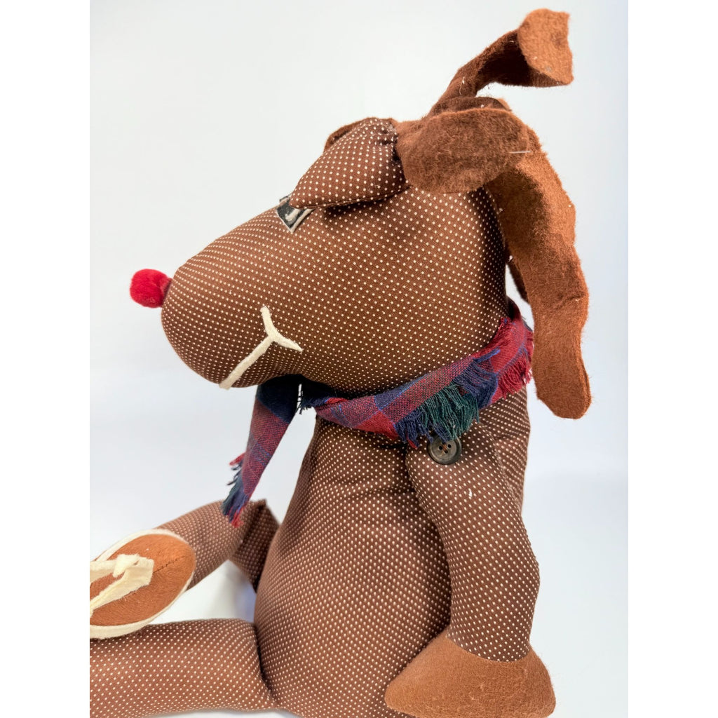 Handmade Polka Dot Reindeer Doll With Plaid Scarf & Felt Accents Brown | Shefl Sitter Christmas Home  Decor Decorative Accent
