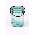 Canning Fruit Jar Quick Seal Ball Pint Size Wire Bail Aqua Blue Bubble Glass Lid Turquiose Vintage 1908 Antique Farmhouse Primitive Granny