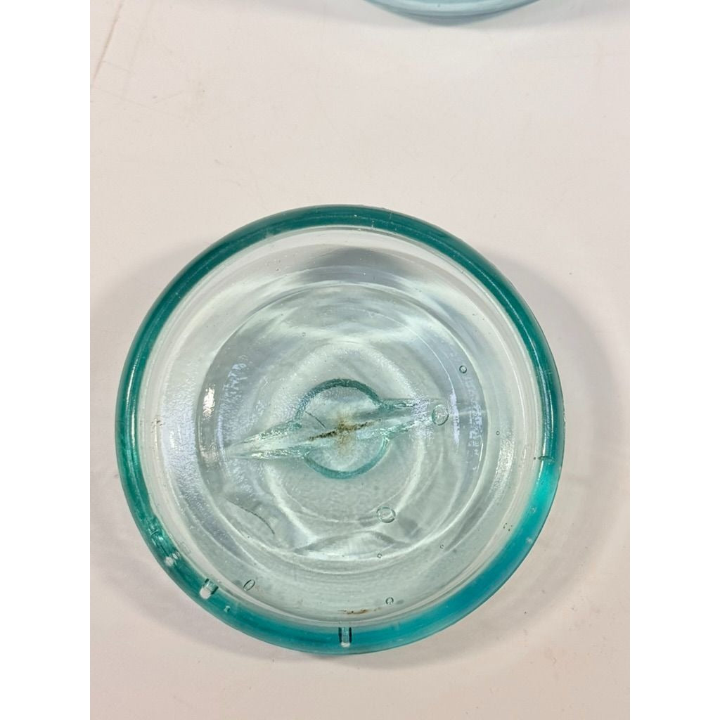 Canning Fruit Jar Quick Seal Ball Pint Size Wire Bail Aqua Blue Bubble Glass Lid Turquiose Vintage 1908 Antique Farmhouse Primitive Granny