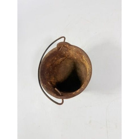 Smelting Pot Vintage Cast Iron Lead Melting  w/ Bail Handle Stamped 5482 Cookware Industial Farmhouse Primitive Rusty