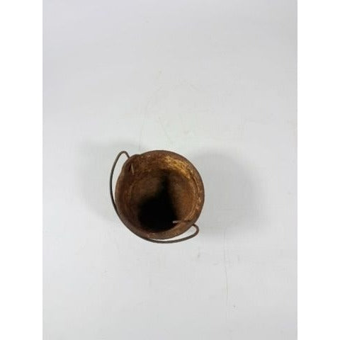 Smelting Pot Vintage Cast Iron Lead Melting  w/ Bail Handle Stamped 5482 Cookware Industial Farmhouse Primitive Rusty
