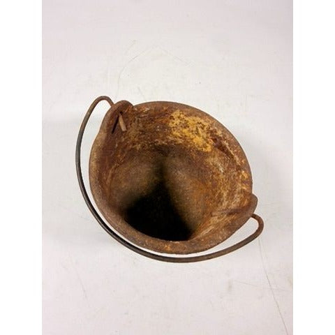 Smelting Pot Vintage Cast Iron Lead Melting  w/ Bail Handle Stamped 5482 Cookware Industial Farmhouse Primitive Rusty