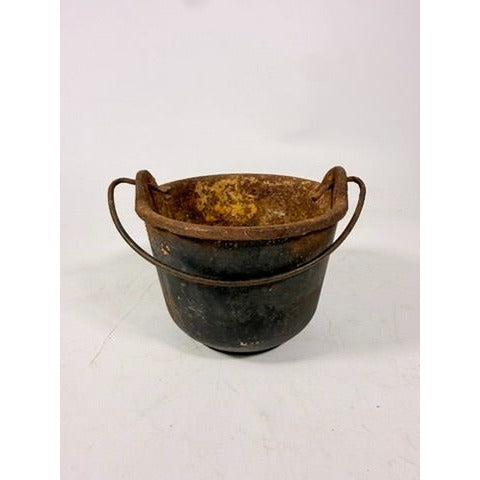 Smelting Pot Vintage Cast Iron Lead Melting  w/ Bail Handle Stamped 5482 Cookware Industial Farmhouse Primitive Rusty