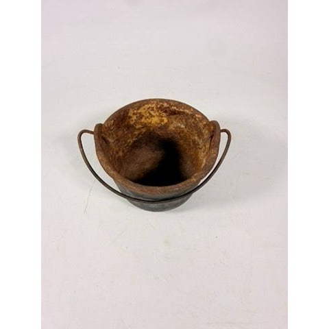 Smelting Pot Vintage Cast Iron Lead Melting  w/ Bail Handle Stamped 5482 Cookware Industial Farmhouse Primitive Rusty