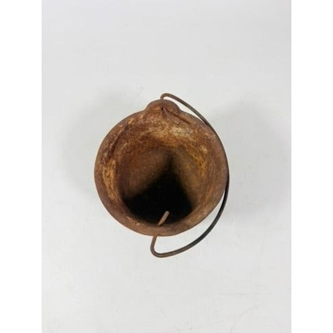 Smelting Pot Vintage Cast Iron Lead Melting  w/ Bail Handle Stamped 5482 Cookware Industial Farmhouse Primitive Rusty