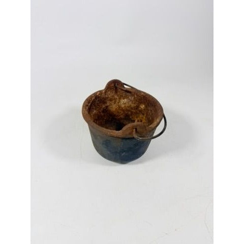 Smelting Pot Vintage Cast Iron Lead Melting  w/ Bail Handle Stamped 5482 Cookware Industial Farmhouse Primitive Rusty