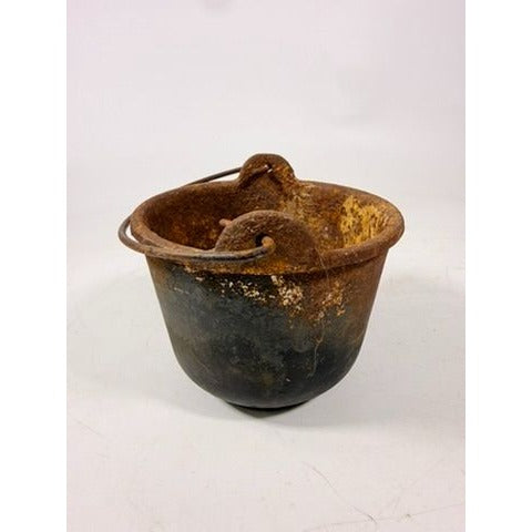 Smelting Pot Vintage Cast Iron Lead Melting  w/ Bail Handle Stamped 5482 Cookware Industial Farmhouse Primitive Rusty