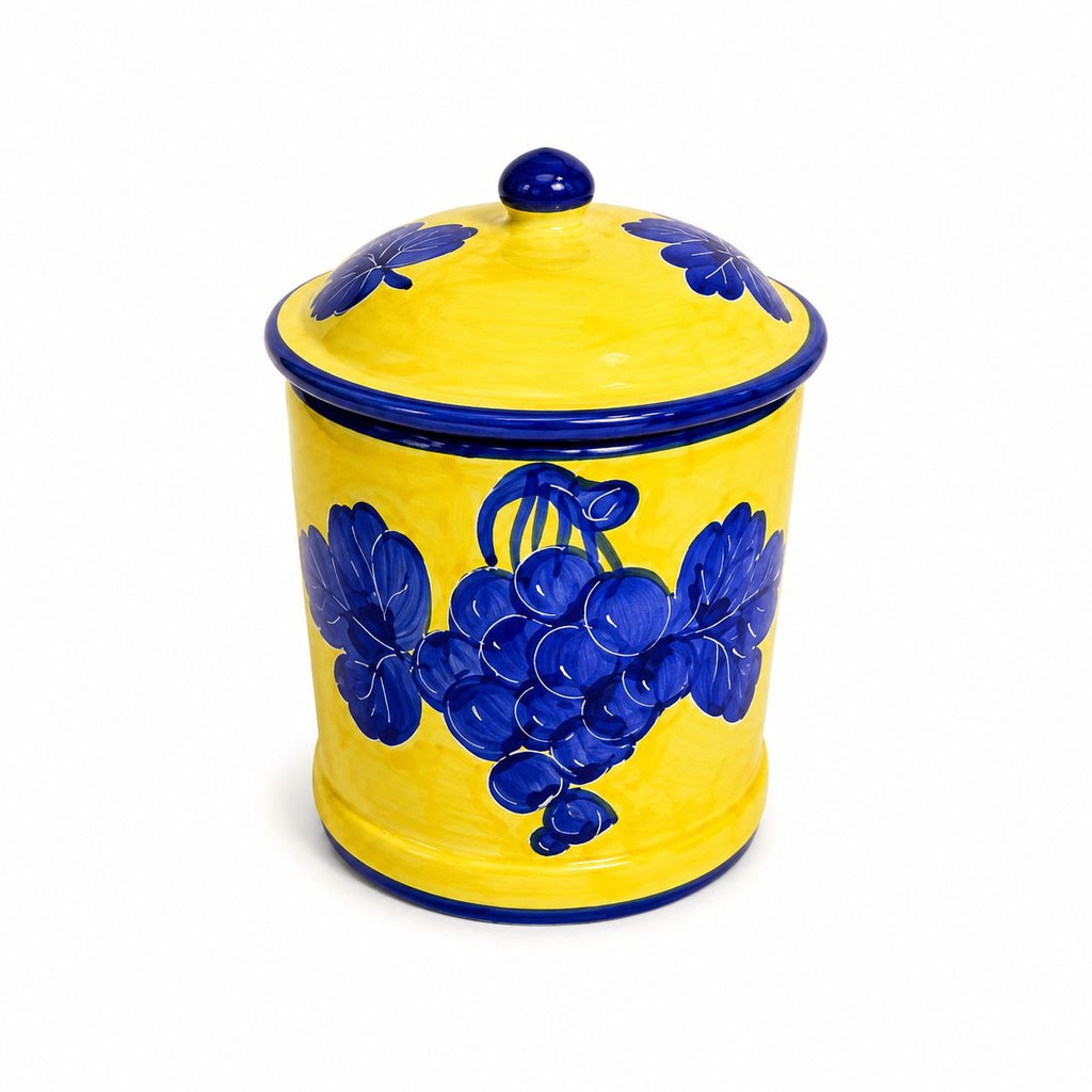 Italian Pottery Kitchen Canister Solimene Vetri Grapes Medium Size Hand Painted Italy Ktichenware Storage Tuscany Replacement China