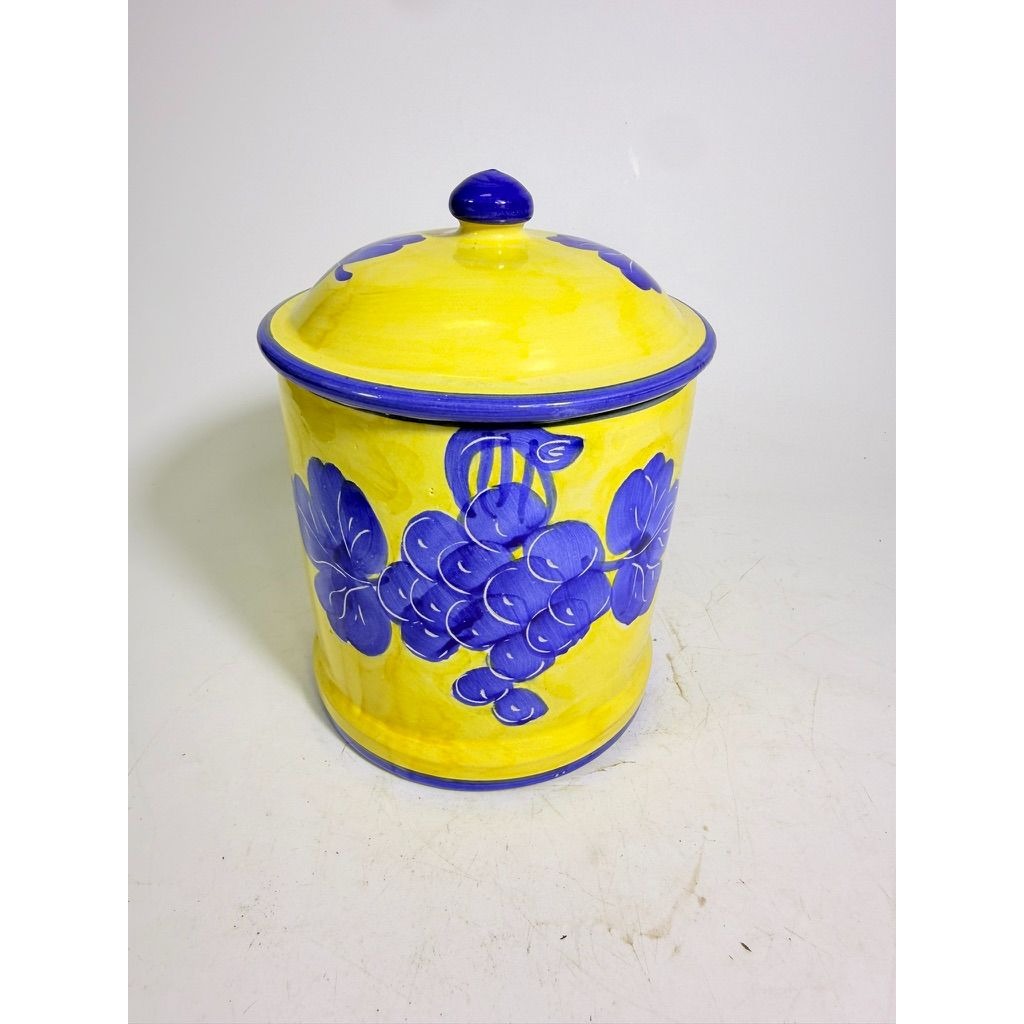 Italian Pottery Kitchen Canister Solimene Vetri Grapes Medium Size Hand Painted Italy Ktichenware Storage Tuscany Replacement China