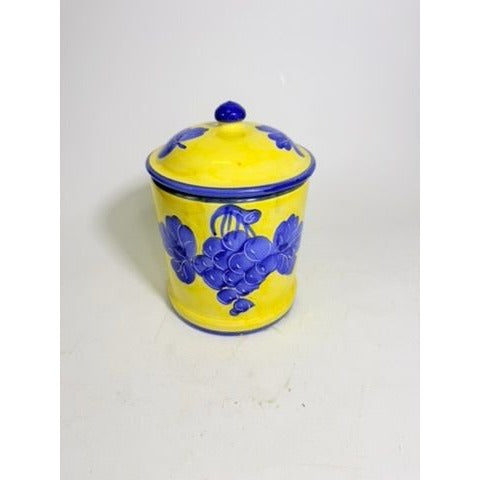 Italian Pottery Kitchen Canister Solimene Vetri Grapes Medium Size Hand Painted Italy Ktichenware Storage Tuscany Replacement China