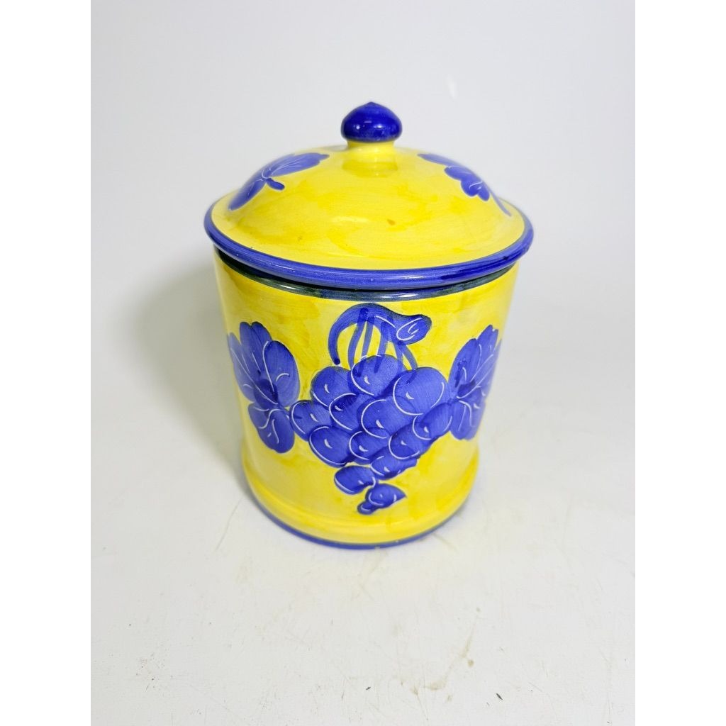 Italian Pottery Kitchen Canister Solimene Vetri Grapes Medium Size Hand Painted Italy Ktichenware Storage Tuscany Replacement China
